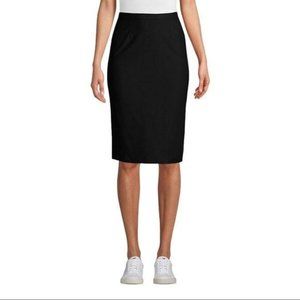 Eileen Fisher XS Black Skirt Pencil Back Slit Career Office Stretch Ponte Knit